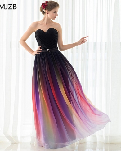 Elegant Colorful Long Evening Dresses A Line Sweetheart Chiffon Floor Length Formal Evening Party Gown Vestido De Festae