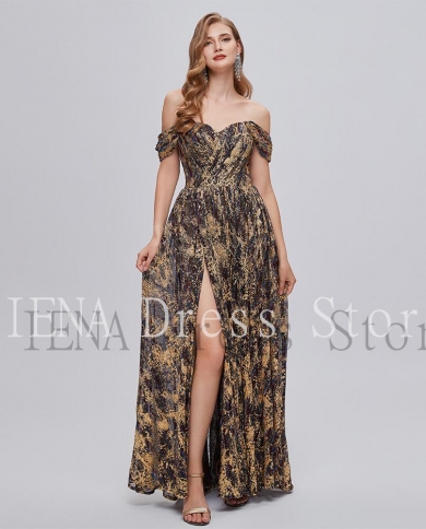 14333iena Brown A Line Evening Dress  Long Party Gowns Elegant Satin Prom Dresses High Slit Formal Christmas Robe De So