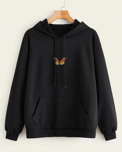 Oversize Sweatshirt For Women Butterfly Hooded Sweatshirt  Autumn Long Sleeve Tops Hoodies Harajuku Streetwear Sudaderas