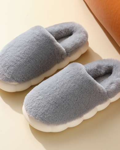 New Cotton Slippers Womens Winter Home Indoor Warm Cute Thick Bottom Couple Plush Slippers