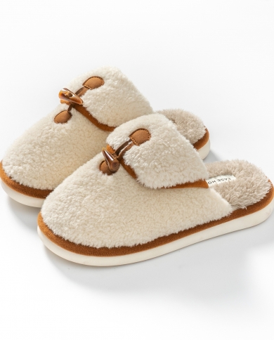 Womens Autumn And Winter New Couple Simple Fashion Home Indoor Plush Slippers
