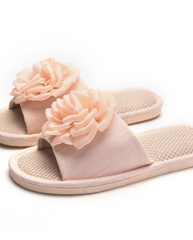 New Home Couple Linen Slippers Female Breathable Leisure Indoor Sandals And Slippers