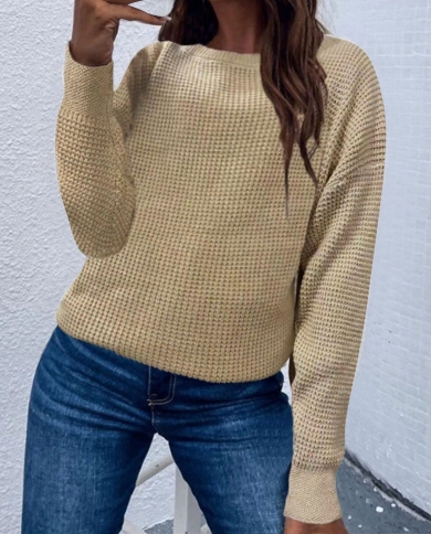 Womens Loose Long Sleeve Knit Sweater Casual O Neck Pullover Distressed Sweater Tops Womens Pullover Sweaters Plus Size