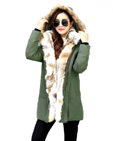 Faux Furparka Women Winter Jackets  Raccoon Fur Hood Coats Rex Rabbit Fur Lining Jacket Female Clearingparkas