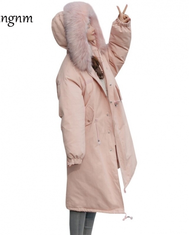 Winter Fashion Brand Good Quality Big Real Fur Collar Duck  Coat Female Zipper Stitching Hooded Warm Down Parkasparkas