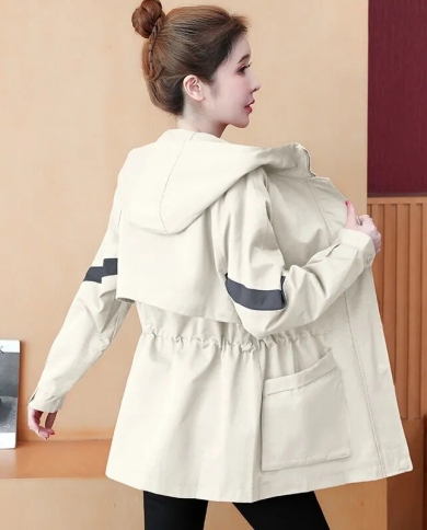 2022 New Autumn Womens Jacket Long Sleeve Casual Female Windbreaker Hooded Loose Basic Coat Ladies Zipper Pockets Outwe