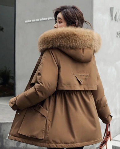 2022 New Warm Fur Lining Long Parka Winter Jacket Womens Clothing Thick Hooded Parkas Female Winter Coat Women Outwear 