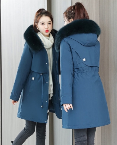 2022 New Cotton Thicken Warm Winter Jacket Coat Women Casual Parkas Winter Clothes Fur Lining Hooded Parka Mujer Coats