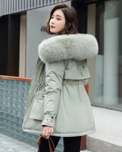 2022 New Cotton Thicken Warm Winter Jacket Coat Women Casual Parka Winter Clothes Fur Lining Hooded Parka Mujer Coats