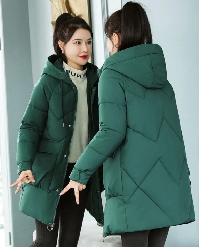 Winter Jacket Fashion 2022 New Womens Parkas Long Down Cotton Hooded Thick Warm Jackets Casual Parka Coats Female Women
