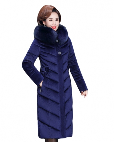2022 מעיל חורף חדש לנשים מעיל כותנה פוך מעיל ארוך מזדמן מזדמן חם לעבות מעיל נשי הלבשה עליונה עם ברדס פרווה p82