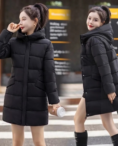 2022 New Winter Jacket Parkas Women Hooded Long Coat Loose Cotton Padded Jackets Female Parka Warm Casual Overcoat Outwe