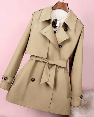  New Autumn Women Trench Coat Casual Loose Overcoat With Belt Winter Fashion Doublebreasted Windbreaker Femme Outerwear 