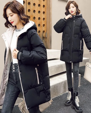 2022 New Winter Jacket Parkas Long Hooded Women Coat Loose Cotton Padded Jackets Female Parka Warm Casual Overcoat Outwe