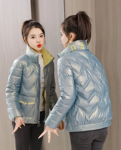 2022 New Winter Parkas Womens Jacket Glossy Cotton Padded Jackets Thick Warm Parka Casual Bread Service Puffer Coat Out