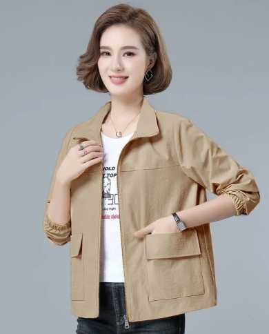 2022 New Autumn Womens Jacket Thin Coat Long Sleeve Windbreaker Famale Jacket Casual Zipper Lightweight Basic Coat Oute