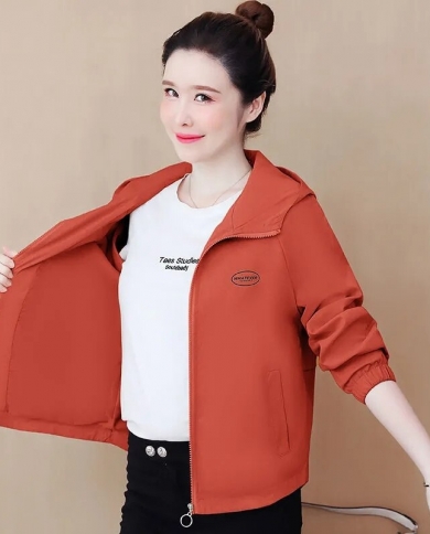 2022 New Women Jacket Windbreaker Female Coat Long Sleeve Hooded Bomber Jacket Outwear With Lining F 291
