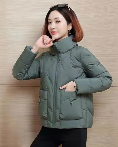 2022 New Winter Women Parkas Coat Fashion Solid Thick Warm Padded Jacket Parkas Long Sleeves Casual Short Basic Coat Out