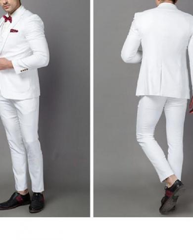 Classic Quality White Men Suit Tuxedos Terno Costume Homme Business Suit Wedding Suits For Men White Latest Coat Pant De
