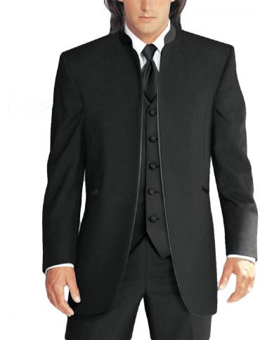 New Classic Tailor Made Black Wedding Suits For Men Groom Suit Three Piece Mens Suits 2022 Slim Fit Groomsmen Terno Masc