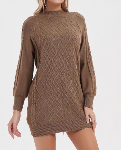Elegant Solid Color Knitted Mini Dress Women Autumn Winter Long Sleeve Warm Sweater Dress Ladies Party Pencil Dresses Ve