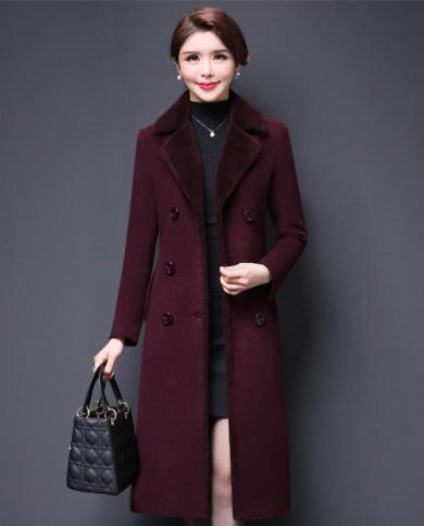 Women Coat Winter Long Overcoat Woolen Coat Loose Doublebreasted Plus Size 5xl Thick Female Outwear Manteau Femme Hiver 