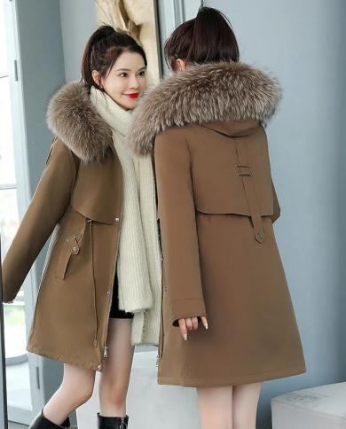  New Cotton Thicken Warm Winter Jacket Long Coat Women Casual Parkas Fur Lining Hooded Parka Mujer Snow Coats Outwear  P