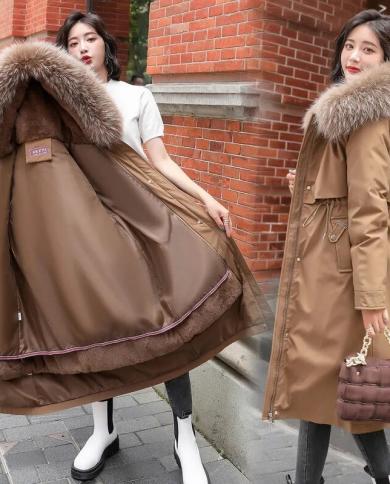 Winter Jacket 2022 New Women Parka Long Coat Casual Removable Fur Lining Hooded Parkas Cotton Thicken Warm Jacket Snow W
