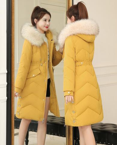 Womens Coat Down Cotton Padded Jacket Parkas  Winter New Jackets Warm Fur Collar Hooded Outerwear Long Cotton Coats R10