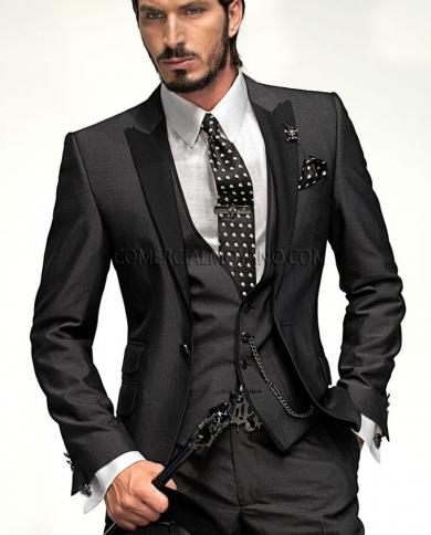 Custom Made Slim Fit  Men Wedding Suits Tuxedos For Men Groomsman Groom Suit Bridegroom 3 Piece Suitssuits