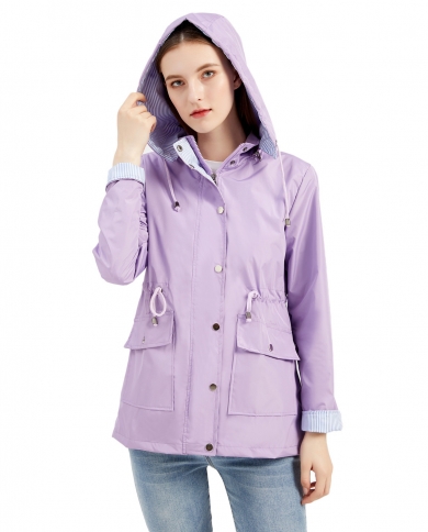 New Autumn And Winter Detachable Hood Windbreaker Women's Large Size Coat Raincoat