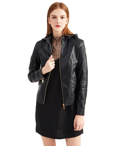 New Large Size Plus Velvet Women's Leather Clothing Hooded Autumn And Winter Short Coat