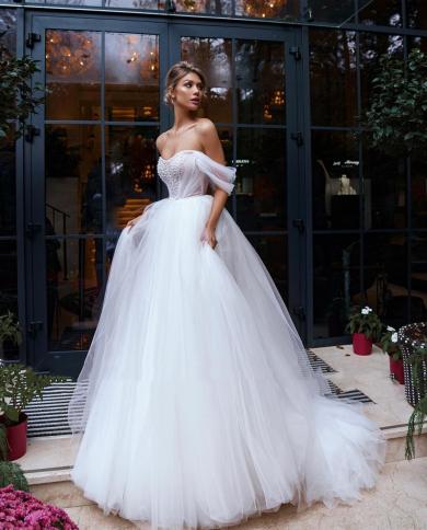 Luxurious Womens Elegant Wedding Dresses  Off Shoulder Sleeveless A Series Bridal Gowns Vestidos De Novia 2023 Robe Mar