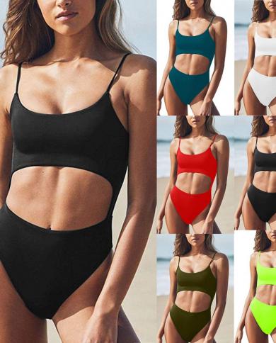 8 Colors Solid One Piece Swimsuit Swimwear Women Dot Bathing Suit Beachwear Cross Back Straps Trajes De Bano Mujer Banad