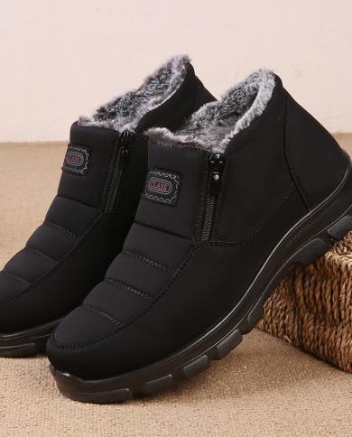 Nuevas botas de nieve gruesas para parejas de invierno con cremallera lateral cálida de terciopelo botas cortas de ocio para ext