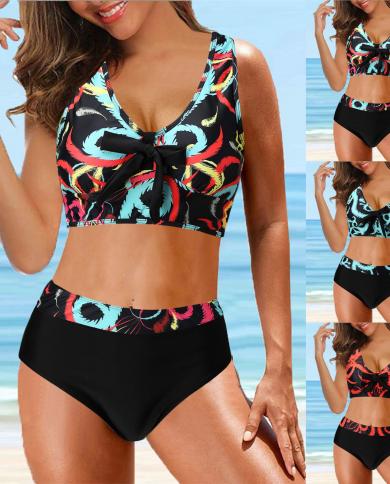 Womens  Push Up Bikini Set High Waisted Swimsuit Floral Bathing Suit Swimwear Summer Bathing Suit Beachwear Tankini L6