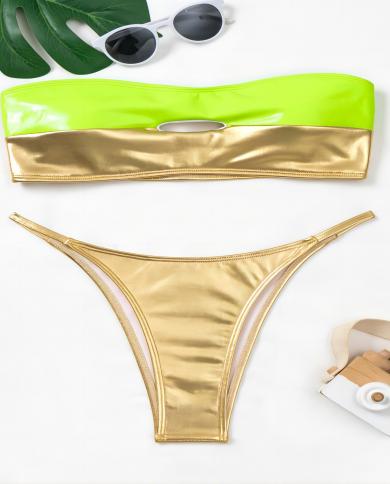 Gold Bikini Sets Swimsuit Beachwear Push Up Padded Bra Top Panties Swimming Underwear Bathing Suit Beach Wear Biquini Б