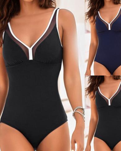 New  Swimwear Women Swimming Suit One Piece Swimsuit Open Back  Bikini Vintage High Waist Push Up Clothes Beachwear L5