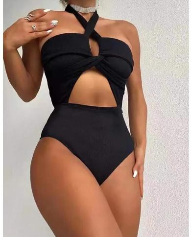  Ruched One Piece Swimsuit Drawstring Black Swimwear Female 2022 Tummy Control Swimming Suit For Women Solid Bathing Sui