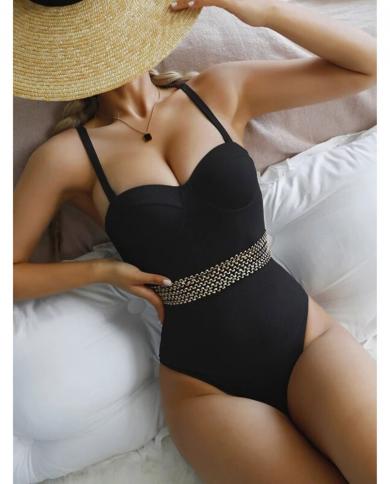 2023 New One Piece Swimsuit  Black Swimwear Women Push Up Bathing Suit Woman Monokini Bodysuit Beach Maillot De Bain Fem
