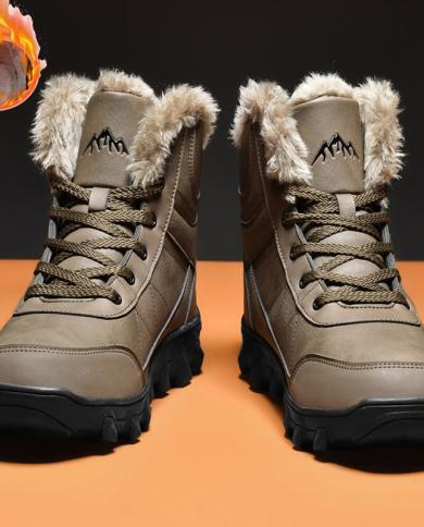 Botas masculinas 2022 novos chinelos de inverno sapatos masculinos quentes à prova dwaterproof água antiderrapante tênis de pelú