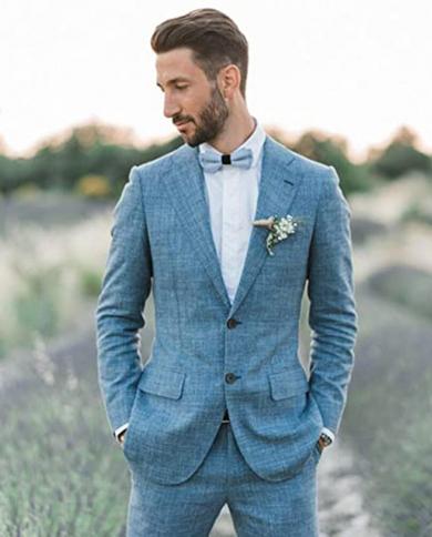 2022 Summer Male Suit Business Casual Groom Tuxedos Party Suit Notched Lapel 2 Piece（blazer   Pants）slim Fit Costum