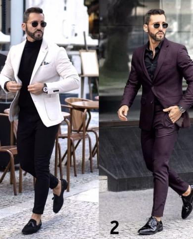 Colorful Casual Stylish Costume Homme Mariage Shawl Lapel Wedding Suits Terno Masculino 2 Pieces Slim Fit Blazer jacket