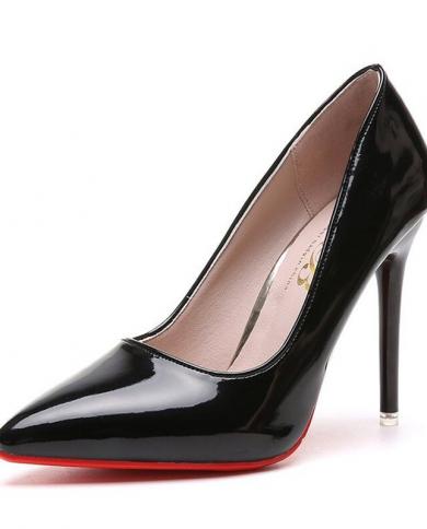 Ladies Shoes High Heels Patent Leather Classic Pumps  Dress Prom Wedding Women Pu Pointed Toe Beige Red Bottoms Shoes  P