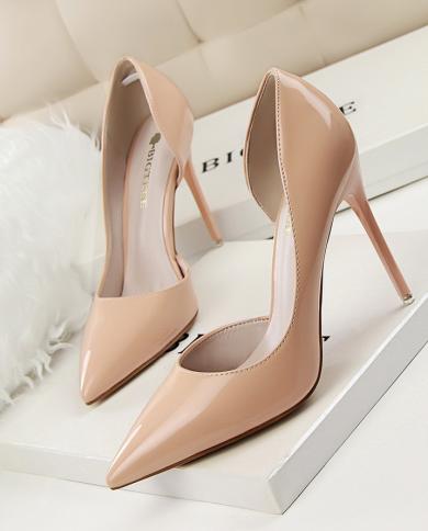 New 2022 Women Pumps Elegant Pointed Toe Patent Leather Office Lady Shoes Spring Summer High Heels Wedding Bridal Shoes 