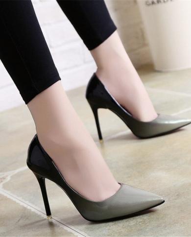 2022 Shadow Women Shoes Pointed Toe Pumps Patent Leather Dress Wine Red 10cm High Heels Boat Shoes Wedding Shoes Zapatos