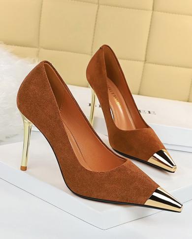 Bigtree Shoes Suede Woman Pumps Metal Pointed Toe High Heels  Party Shoes Stiletto Heels 7 Cm 95 Cm Heeled Shoes Pumps 
