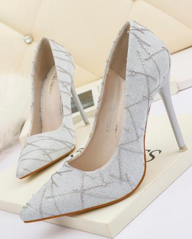 2022 New Pointed Toe Ol Pumps Women Snakeskin Leather High Heels Big Size Zapatos Mujer High Quality Low Heels Office La