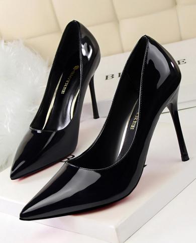 Women Pumps Classics Ol High Heels For Women Shoes Patent Leather Concise Chaussures Femme Fashion Ladies Stilettowomen
