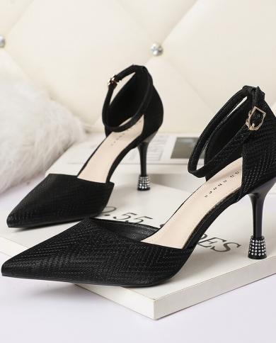 ¡Novedad de 2022! Zapatos de tacón alto de aguja para mujer, zapatos de tacón bajo con punta en pico, zapatos de fiesta para muj